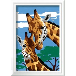 Ravensburger - CreArt Serie E: Giraffe, Kit per Dipingere con i Numeri, Contiene una Tavola Prestampata, Pennello, Colori e Acce