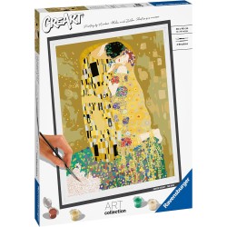 Ravensburger - CreArt ART COLLECTION Klimt: Il bacio, Kit per Dipingere con i Numeri, Contiene Tavola Prestampata 30 x 40 cm, 2 