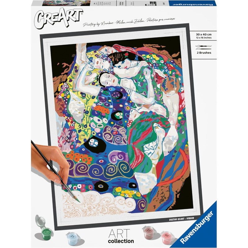 Ravensburger - CreArt ART COLLECTION Klimt: La vergine, Kit per Dipingere  con i Numeri, Contiene Tavola Prestampata