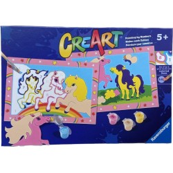 Ravensburger - CreArt Serie Junior, Pony, Kit dipingere con i Numeri, contiene 2 tavole prestampate, Pennello, Colori