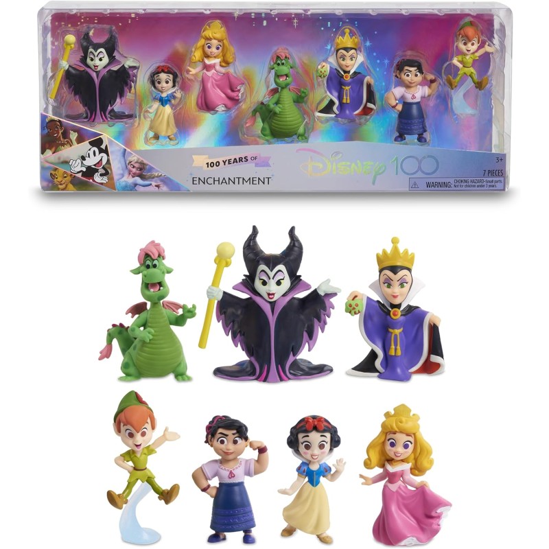 Disney 100 - Pack Enchantment, giocattolo da collezione con personaggi  Disney, include 8 figure diverse, licenza ufficiale