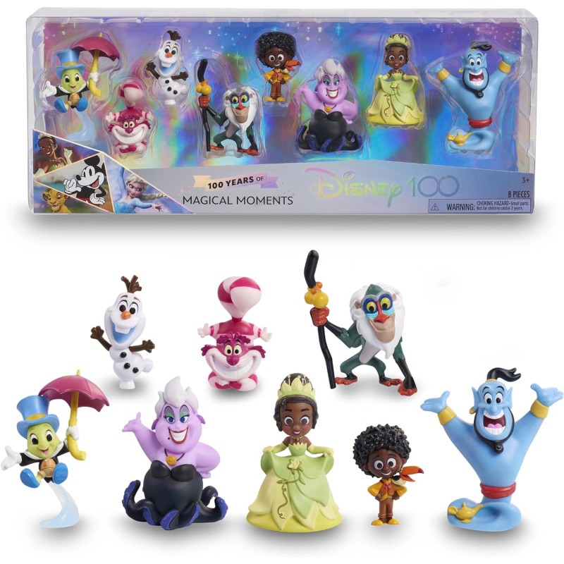 Disney 100 - Confezione Magical Moments, giocattolo da collezione con personaggi Disney, include 8 figure diverse, licenza uffic