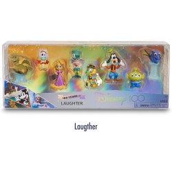 Disney 100 - Pack Laughter, giocattolo da collezione con personaggi Disney, include 8 figure diverse, licenza ufficiale al 100%,