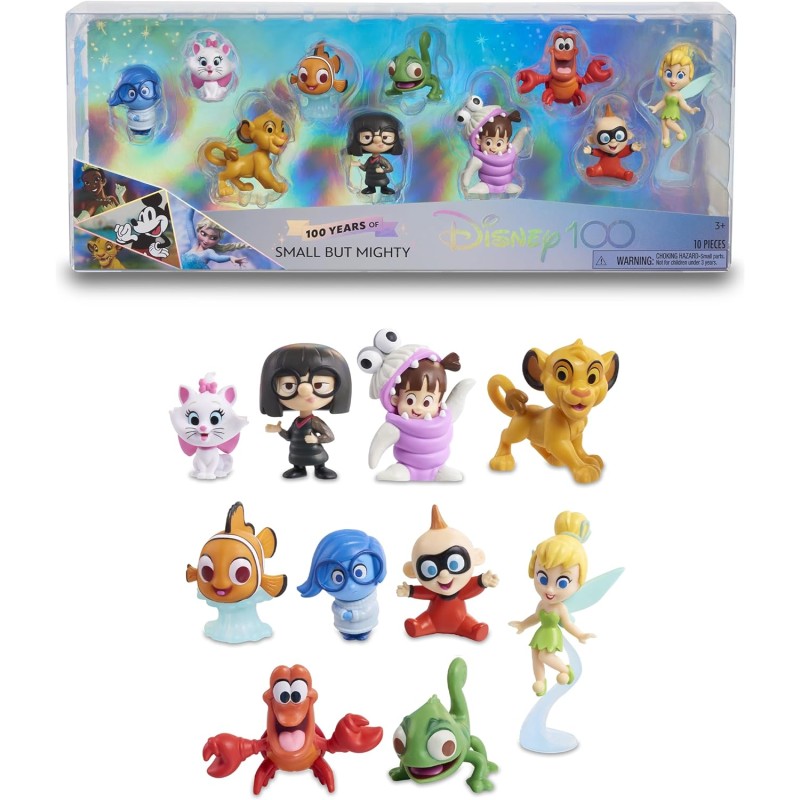 Disney 100 - Confezione Small But Mighty, giocattolo da collezione con personaggi Disney, include 8 figure diverse, licenza uffi