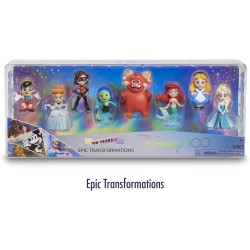 Disney 100 - Pack Epic Transformations, giocattolo da collezione con personaggi Disney, include 8 figure diverse, licenza uffici