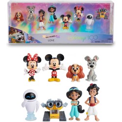 Disney 100 - Pack Love Celebration, giocattolo da collezione con personaggi Disney, include 8 figure diverse, licenza ufficiale 