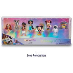 Disney 100 - Pack Love Celebration, giocattolo da collezione con personaggi Disney, include 8 figure diverse, licenza ufficiale 