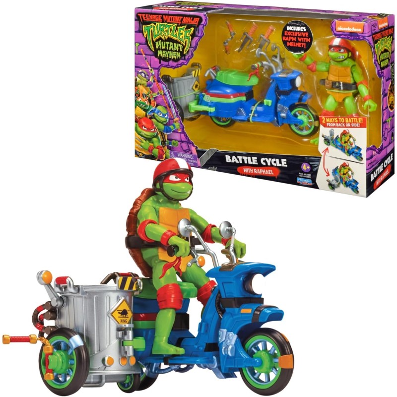 Giochi Preziosi - Ninja Turtles, Tartarughe Ninja Veicolo con personaggio, modelli assortiti LEONARDO o RAFFAELLO - TU803000