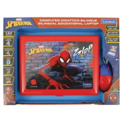 LEXIBOOK Computer Portatile Spiderman Educational e Bilingue Italiano/Inglese per Bambini 124 attività, Rosso/Blu, 61 x 45 x 9 c