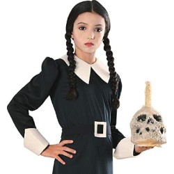 Rubies - Parrucca Mercoledì Wednesday Addams Costume Black Addams Family NEW