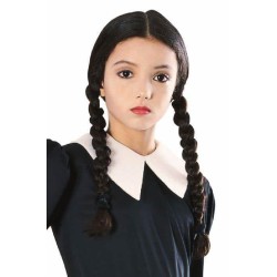Rubies - Parrucca Mercoledì Wednesday Addams Costume Black Addams Family NEW