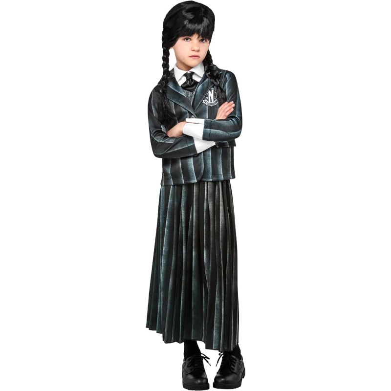 Rubies - Costume Wednesday Mercoledì Addams per bambina, Top con Giacca e  Gonna Divisa Scuola Nevermore Academy