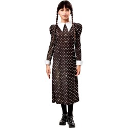 Rubies - Costume Wednesday Addams Divisa Scolastica per ragazze, vestito stampato con collo, Taglia M (9/10 anni)