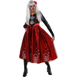 Rubies - Costume da Principessa dei Morti per bambine, Vestito con stampa e clip per capelli, Taglia M (5/7 anni)