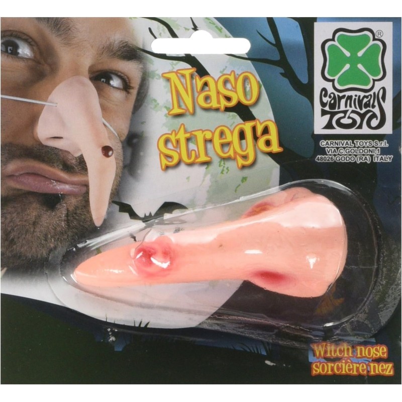 Carnival Toys - Naso Strega Appuntito con Elastico, in blister, 06612