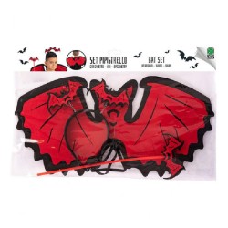 Set Pipistrello Rosso Bimbo (Ali h. cm.26 x 48 circa, Cerchietto, Bacchetta), 03523