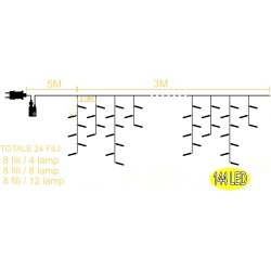 144 LED Bianco Lungo 3M Alto 1M, Tenda Luminosa Natale, Luci Esterna di Natale IP44 con 6 Modalità Tenda Luminosa Esterno Tenda 