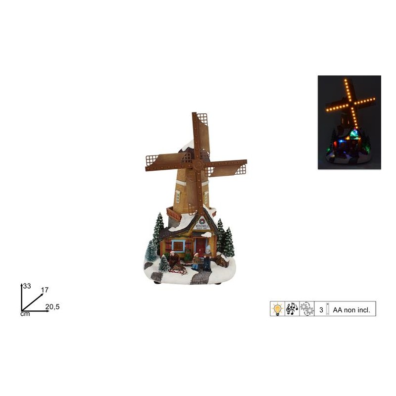 GIOSTRINA MULINO A VENTO MOVIMENTO LUCI E SUONI