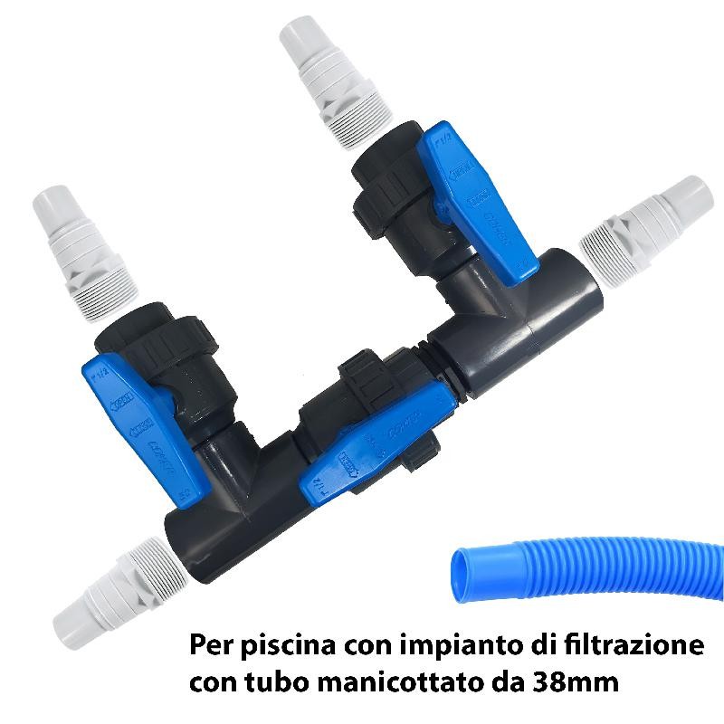 KIT BYPASS PER POMPE DI CALORE CON ATTACCHI PER TUBO MANICOTTATO 38mm