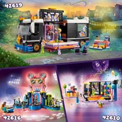 LEGO Friends Karaoke Party, Giochi Musicali con Palco Girevole, Microfoni Giocattolo, 2 Mini Bamboline di Liann e Nova e una Fig