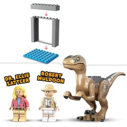 LEGO Jurassic Park La Fuga del Velociraptor, Set di Giochi con Dino, Auto Fuoristrada e 2 Minifigure di Ellie Sattler e Robert M
