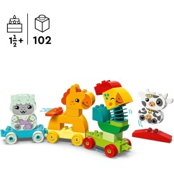 LEGO DUPLO Il Treno degli Animali, Giochi per Bambini e Bambine da 1.5 Anni in su da Costruire, Giocattolo Educativo in EtÃ  Pre