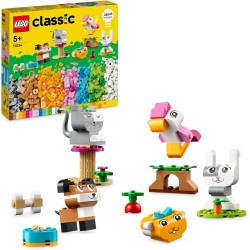 LEGO Classic Animali Domestici Creativi, con Mattoncini per Costruire Cane, Gatto, Coniglio, Criceto e Uccello, Regalo per Amant