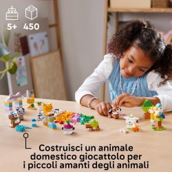LEGO Classic Animali Domestici Creativi, con Mattoncini per Costruire Cane, Gatto, Coniglio, Criceto e Uccello, Regalo per Amant