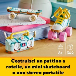 LEGO Creator 3 in 1 Pattino a Rotelle RetrÃ² Trasformabile in Mini Skateboard o Radio Giocattolo Boom Box, 31148
