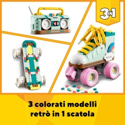 LEGO Creator 3 in 1 Pattino a Rotelle RetrÃ² Trasformabile in Mini Skateboard o Radio Giocattolo Boom Box, 31148
