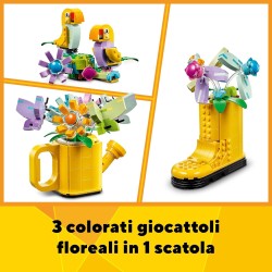 LEGO Creator 3 in 1 Innaffiatoio con Fiori Finti, con Annaffiatoio Giocattolo Trasformabile in Stivale Giallo o in 2 Uccelli con