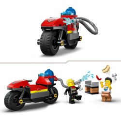LEGO City Motocicletta dei Pompieri da Soccorso, con Moto Giocattolo dei Vigili del Fuoco, 2 Minifigure, Estintore e Barbecue da