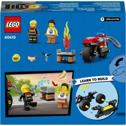 LEGO City Motocicletta dei Pompieri da Soccorso, con Moto Giocattolo dei Vigili del Fuoco, 2 Minifigure, Estintore e Barbecue da