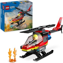 LEGO City Elicottero dei Pompieri, Veicolo Giocattolo da Costruire con 2 Elementi Lancia-Acqua e Minifigure del Pilota Vigile de