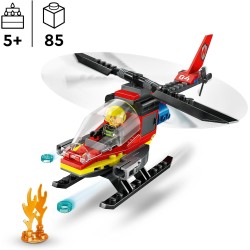 LEGO City Elicottero dei Pompieri, Veicolo Giocattolo da Costruire con 2 Elementi Lancia-Acqua e Minifigure del Pilota Vigile de