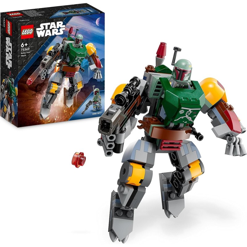 LEGO Star Wars Mech di Boba Fett, Giocattolo Action Figure da Costruire con Blaster Spara-Bottoncini e Jetpack, 75369