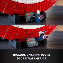 LEGO Marvel Scudo di Captain America, Kit di Costruzione Avengers per Adulti con Minifigure, Targhetta e Martello di Thor da Inf