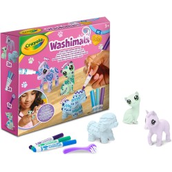 CRAYOLA Washimals Pastel Pets - Set Ricarica con 3 Cuccioli, 3 Pennarelli Lavabili e Spazzolina, 74-7511