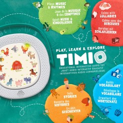 Timio Reader + 5 dischi | Storie di ascolto, rime | Impara numeri, lettere, animali, quiz | 8 lingue incluse | Giocattolo audio 