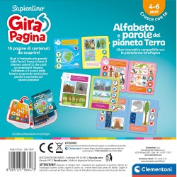 Clementoni - 16647 - Sapientino - Girapagina, Lâ€™Alfabeto Del Pianeta Terra - Libro Educativo Ed Interattivo Per Stimolare L In