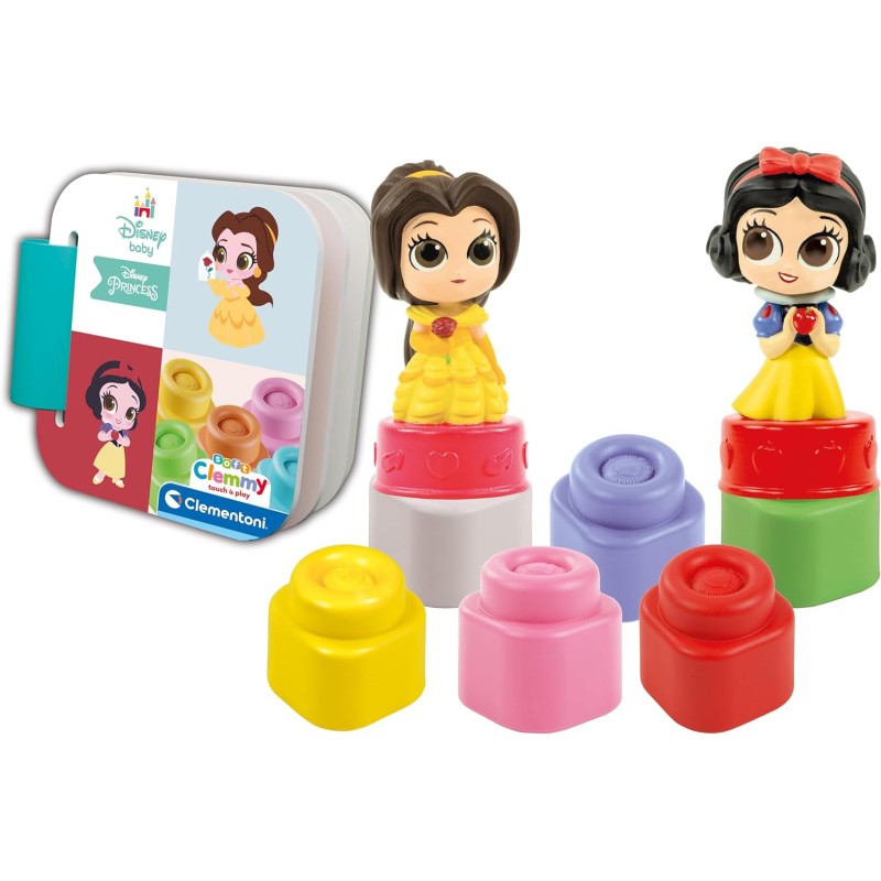 Clementoni - 17843 - Soft Clemmy - Disney Snow White &amp; Belle Playset - Costruzioni Prima Infanzia, Mattoncini Morbidi Impila