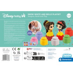 Clementoni - 17843 - Soft Clemmy - Disney Snow White &amp; Belle Playset - Costruzioni Prima Infanzia, Mattoncini Morbidi Impila