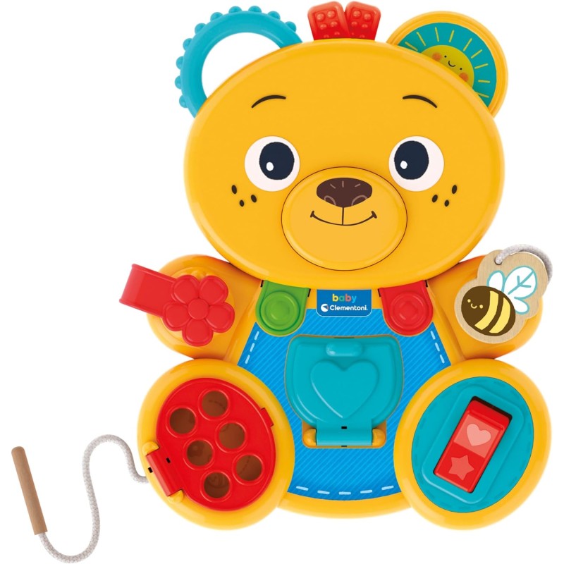 Clementoni - 17856 - Busy Baby Bear - Gioco Educativo Tavola Montessori con Elementi in Legno, Stimola ManualitÃ  Fine, attivitÃ