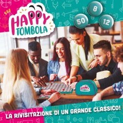 Giochi Preziosi - Happy Tombola, Tombola Classica Rinnovata con Tabellone, Cartelle, Numeri, Timbri Cancellabili e Carnet Premi 