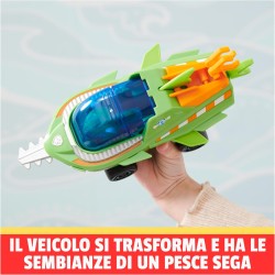 Paw Patrol - Veicolo Trasformabile Aqua Pups di Rocky per Avventure Marine, Personaggio di Rocky incluso, 3+ anni - 6066142