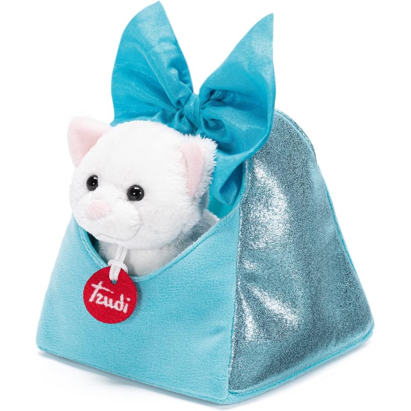 Trudi 29622 - Trudi Fashion Pets Gattino Borsa Azzurra 15x18x15 cm colore Bianco e Azzurro