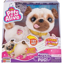 ZURU Pets Alive Poppy the Booty Shakin Pug, carlino di peluche elettronico 9521