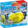 Playmobil - Action Heroes 71465 Materasso di salvataggio dei pompieri, con caschi, un megafono e un estintore - PM71465