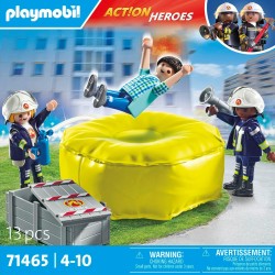 Playmobil - Action Heroes 71465 Materasso di salvataggio dei pompieri, con caschi, un megafono e un estintore - PM71465