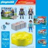 Playmobil - Action Heroes 71465 Materasso di salvataggio dei pompieri, con caschi, un megafono e un estintore - PM71465
